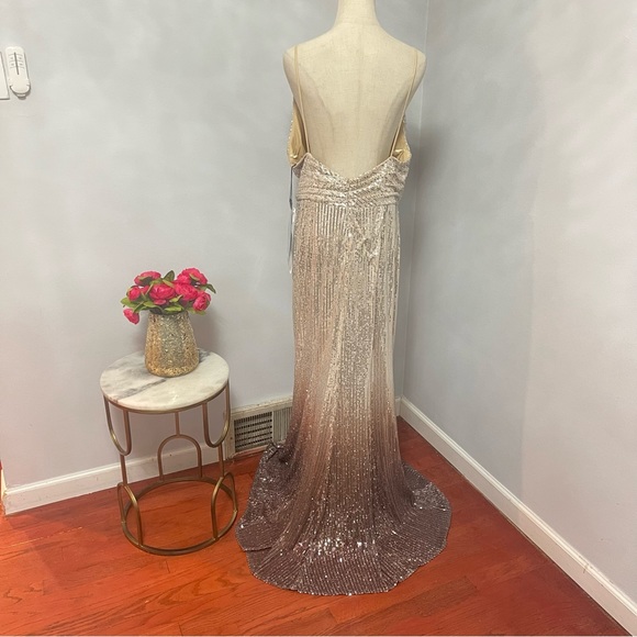 Ieena Mac Duggal Ombré Sequined Twisted Chest Mermaid Gown - New W/ Tag- Reemoly - Picture 5 of 15